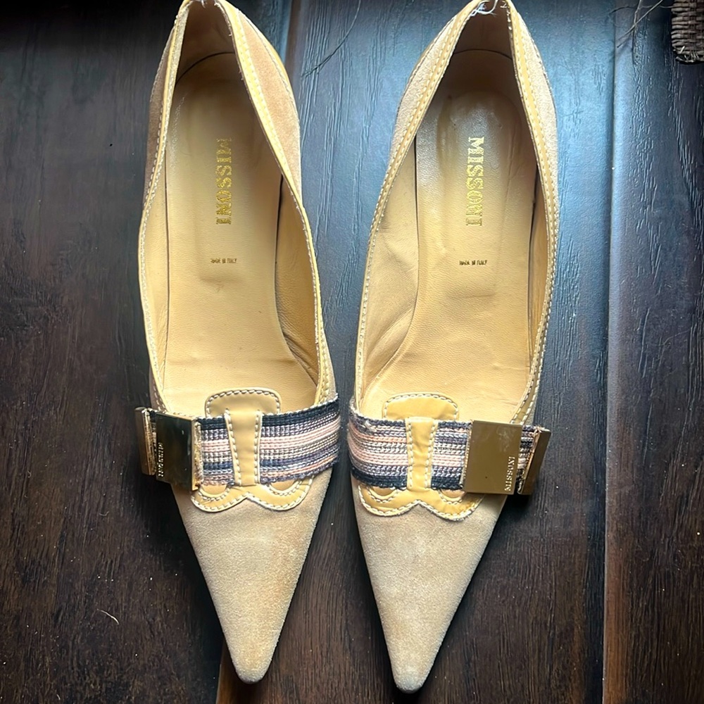 Missoni Kitten Heel Tan Suede Pumps